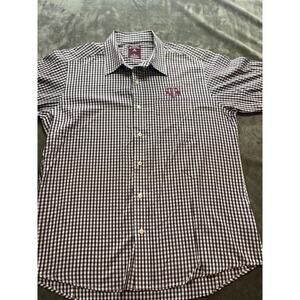 Texas A&M Aggies Shirt Mens XL Antigua Casual Button Down Check Red Short Sleeve